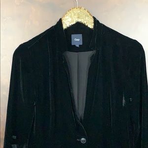 Gap Black Velvet One Button Blazer